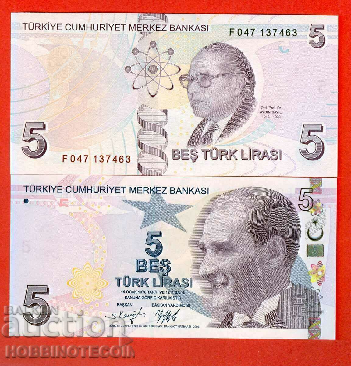 TURKEY TURKEY 5 Lira Issue 2009 - 2023 SERIES F NEW UNC