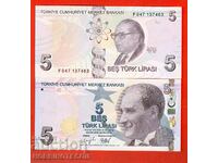 TURCIA TURCIA 5 Lire Emisiune 2009 - 2023 SERIA F NOU UNC