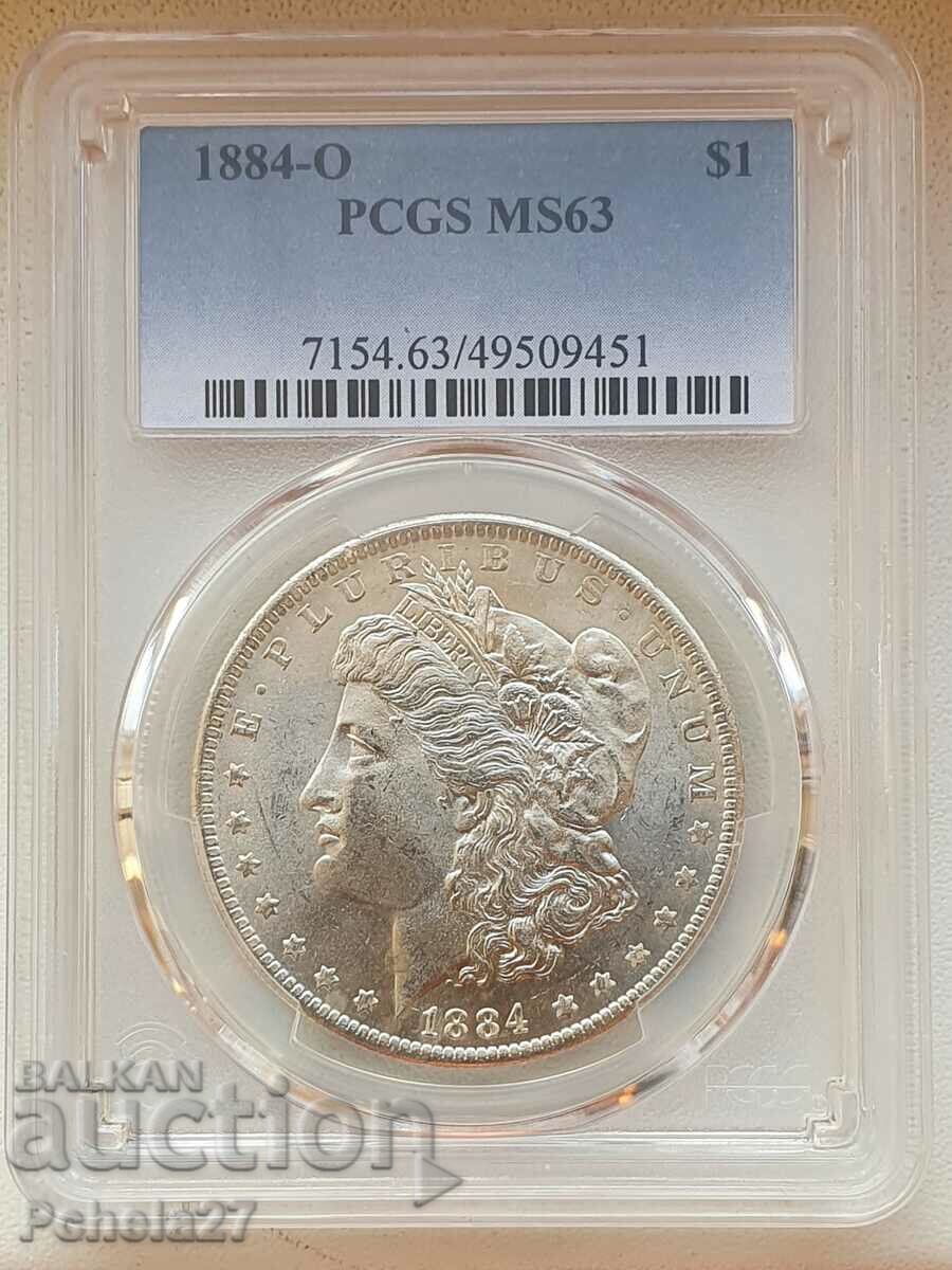 Argint 1 $ 1884 PCGS MS63