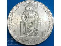 10 Lira 1937 Vatican Pontiff Pius XI Silver