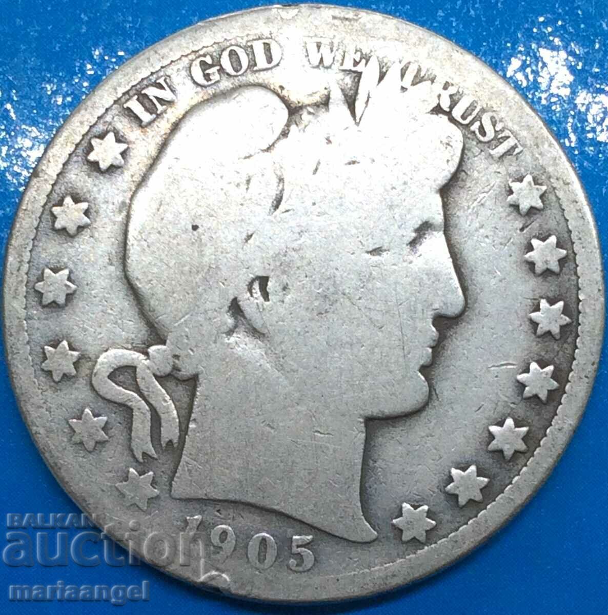 1/2 dollar 1905 USA "Barber" 11.53g silver