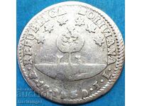 1 Sol Bolivia 1830. bust of Bolivar silver