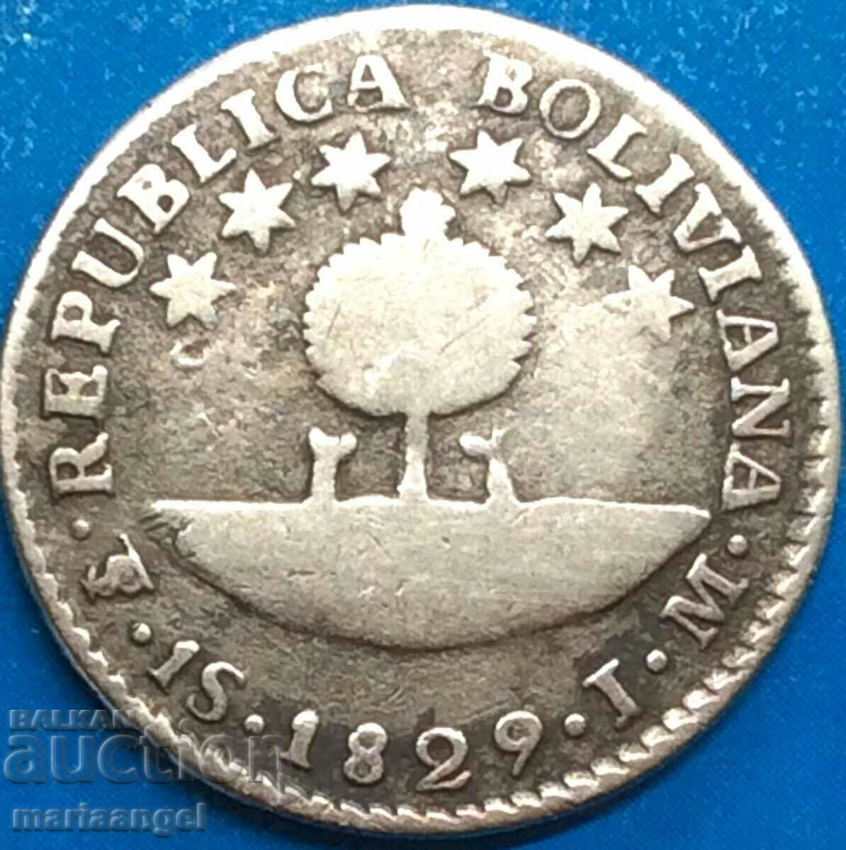 1 Sol Bolivia 1829 Bust of Bolivar 3,2g ασήμι