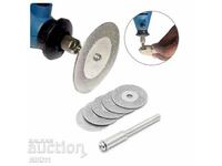 5 pcs. Diamond discs F 16 mm, + dremel tip