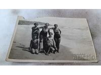 Photo Varna Women and children in retro swimsuits on the beach