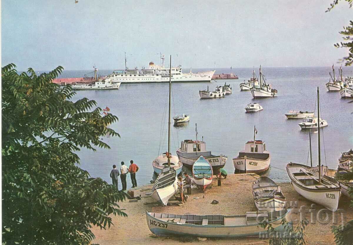 Old postcard - Nessebar, Port