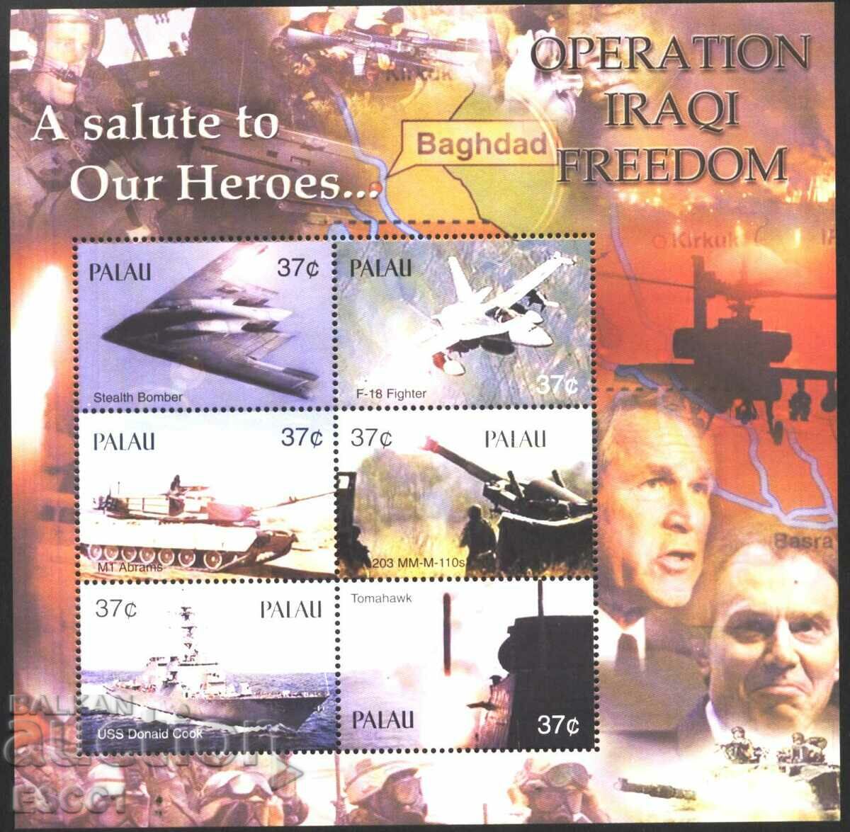 Clean Small Sheet Stamps Operation Iraqi Freedom 2003 Palau