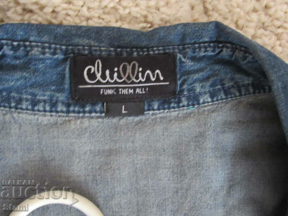 Women's denim shirt with a check size L - 6 Women's denim shirt with a check size L - 6