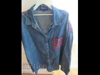 Women's denim shirt with a check size L