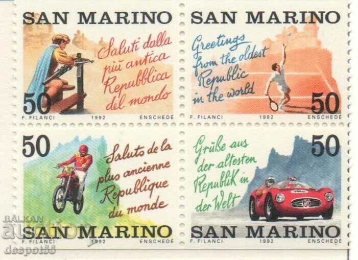 1992. San Marino. An Italian writes in German. CURIOSITY!