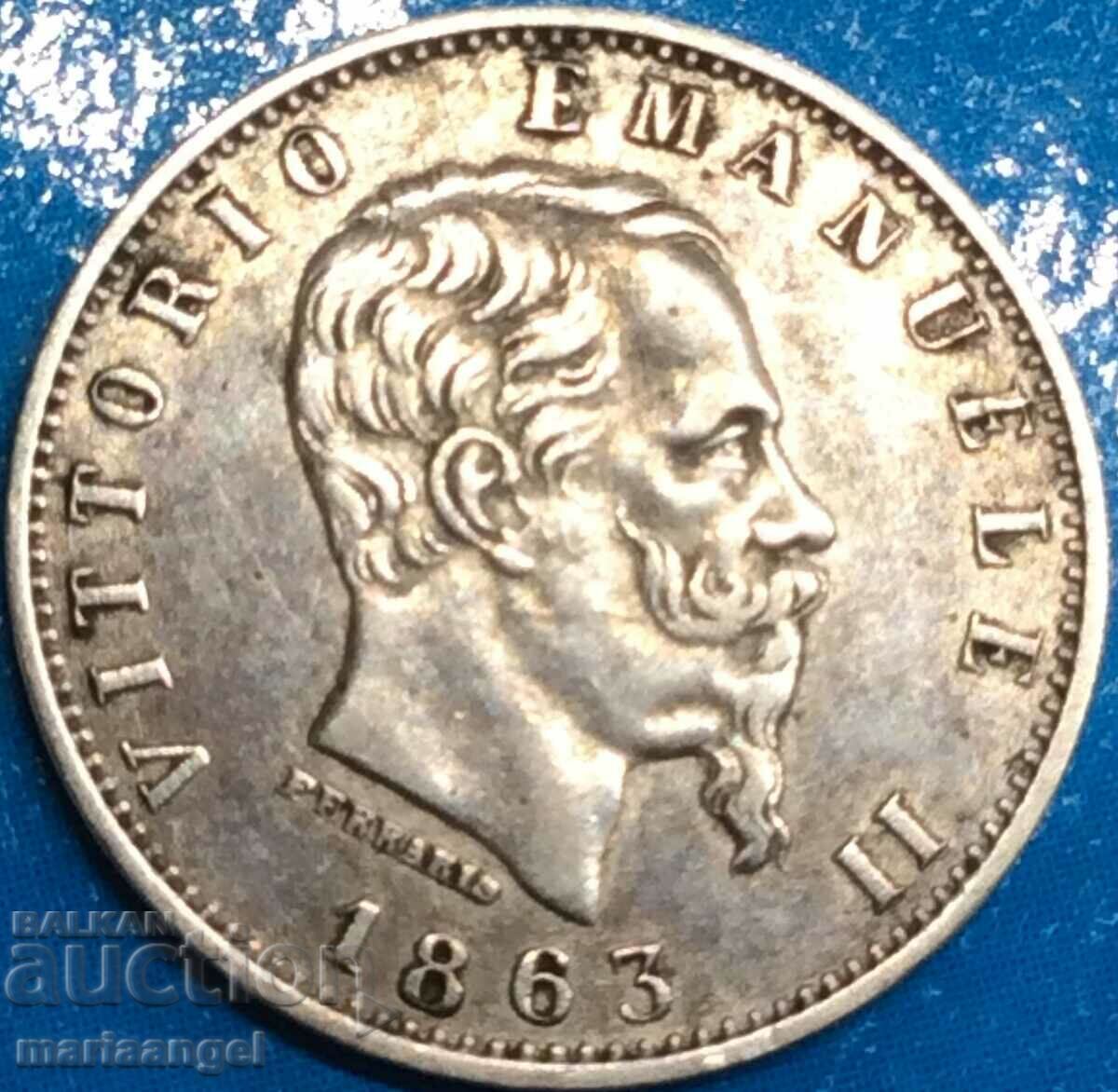 Italy 20 centesimi 1863 silver Patina