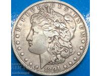 USA 1 Morgan Dollar 1891 26.45g Silver Patina