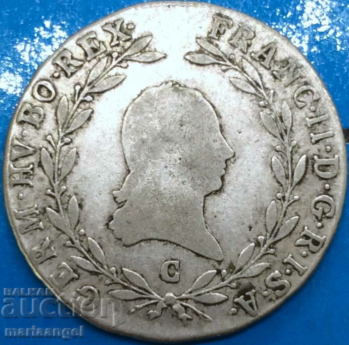 Austria 20 Kreuzer 1804 C - Prague Franz II silver