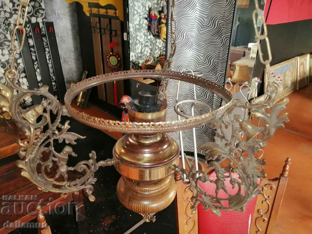 antique chandelier with brass details and wooden base with price 100.00 BGN | € 51.13 antique chandelier with brass details and wooden base with price 100.00 BGN | € 51.13