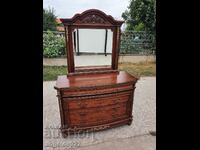 Beautiful vintage wooden chest of drawers with mirror!