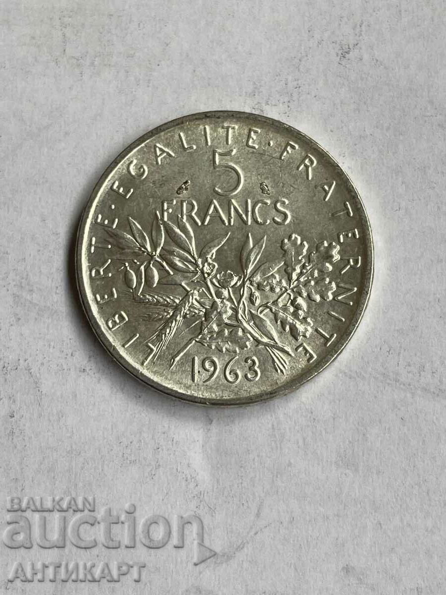 Moneda de argint #2 5 franci Franța 1963 Argint