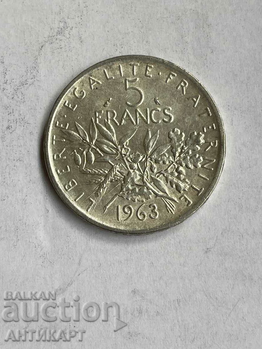 Moneda de argint #3 5 franci Franța 1963 Argint