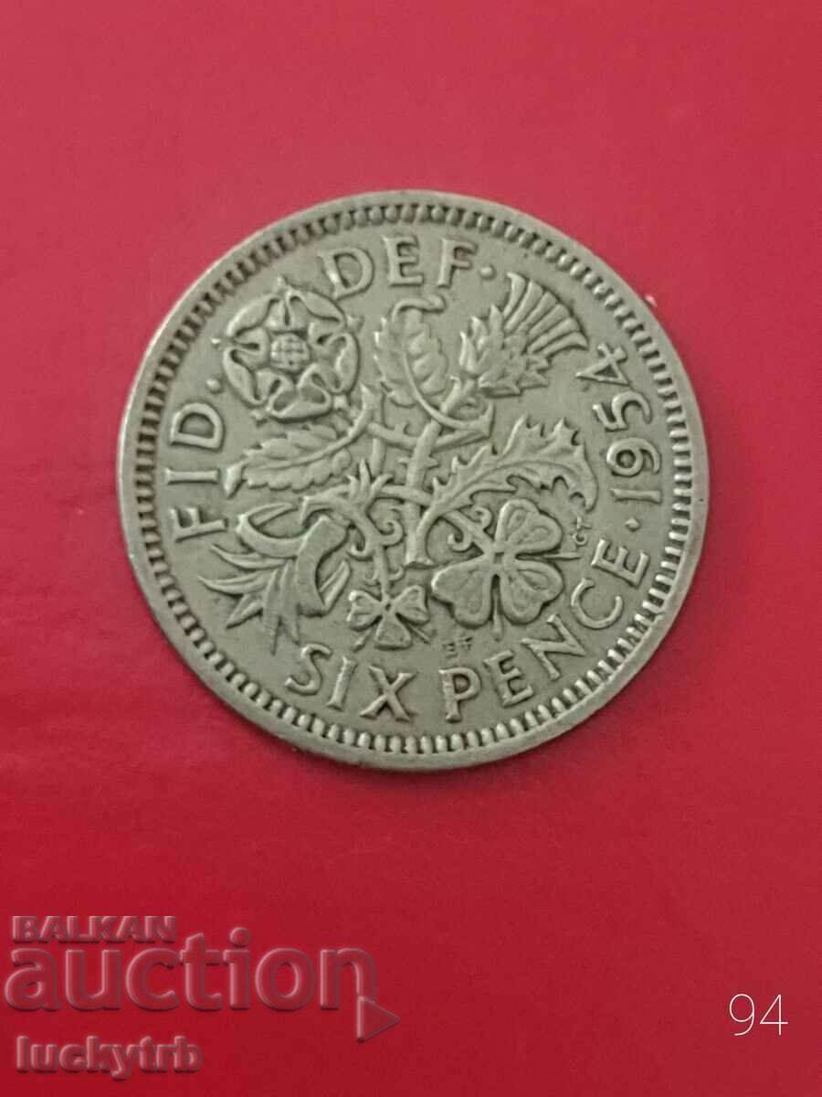 6 pence 1954 - Marea Britanie