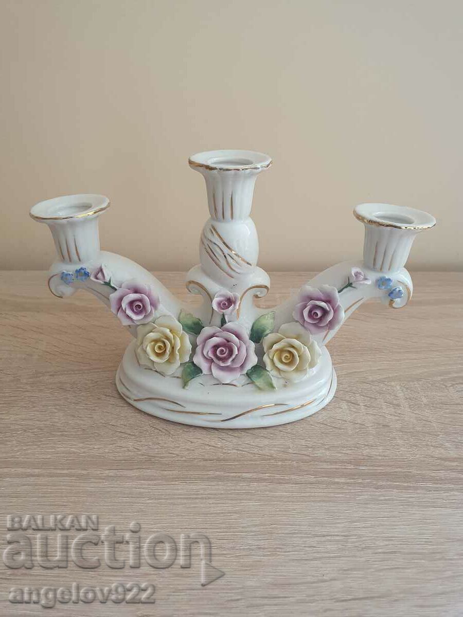 A beautiful porcelain candlestick with markings!