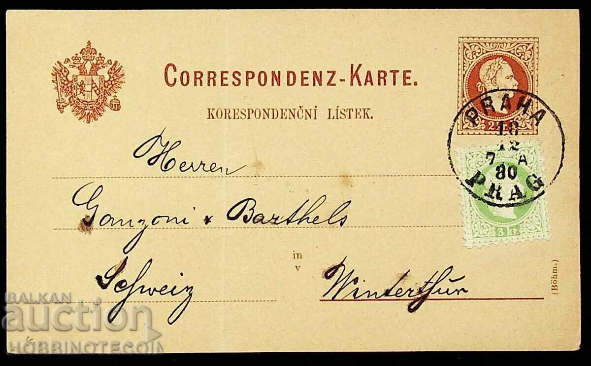 TRAVELED AUSTRIA CARD - AUSTRIA - PRAGUE - 1880