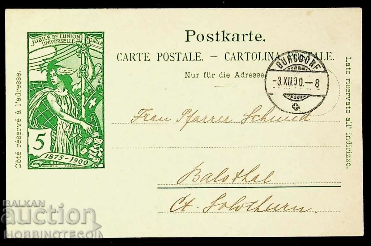TRAVELED SWISS CARD - SWITZERLAND - 5 - 1900