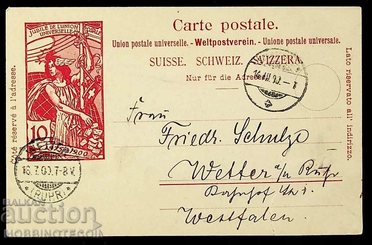 TRAVELED SWISS CARD - SWITZERLAND - 10 - 1900