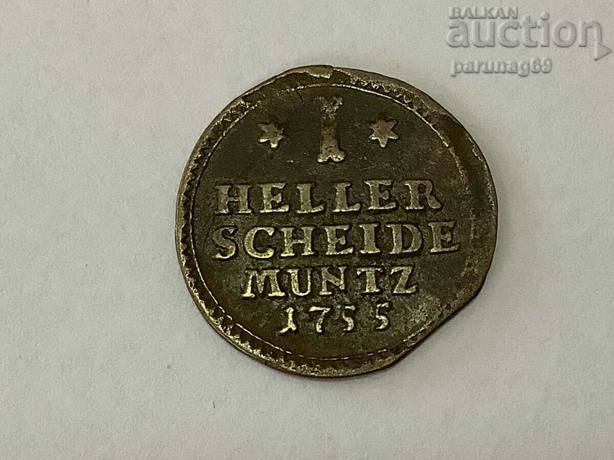 Germania 1 Heller 1755 Regatul Hassen Kassel - Wilhelm VIII