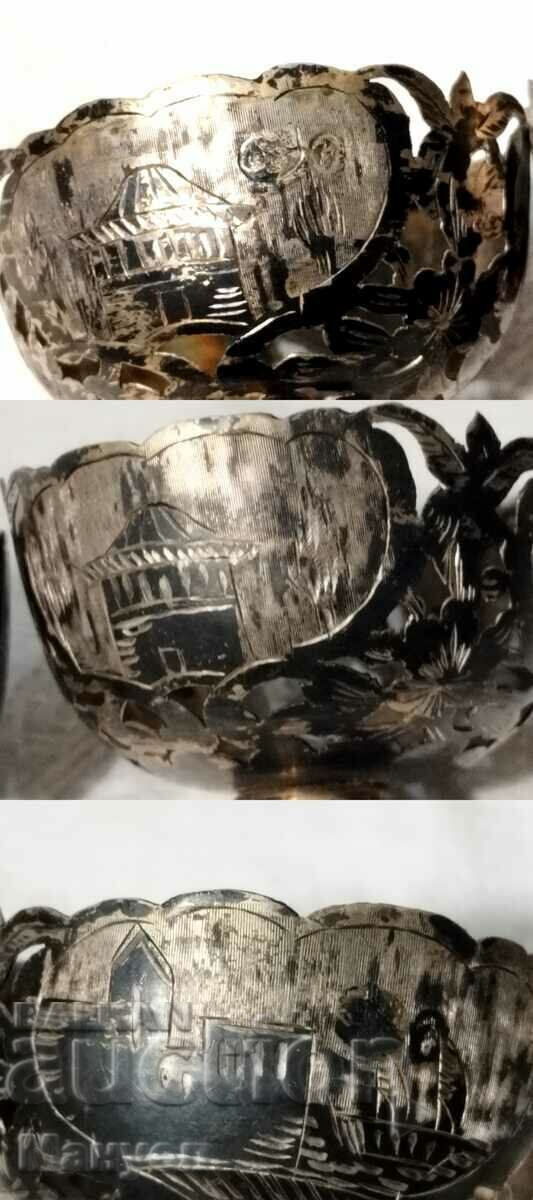 Delivery of A set of old silver (niello) Ottoman dishes.