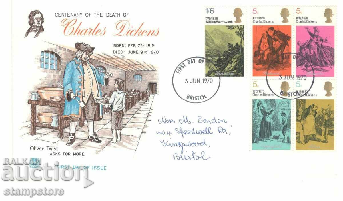 FDC - Marea Britanie - Aniversarea morții lui Charles Dickens