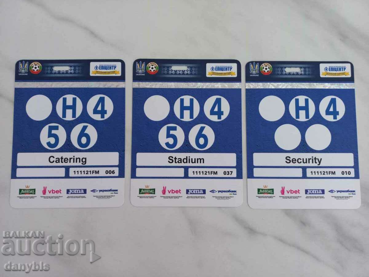 Football - Accreditation cards from the match Ukraine - Bulgaria