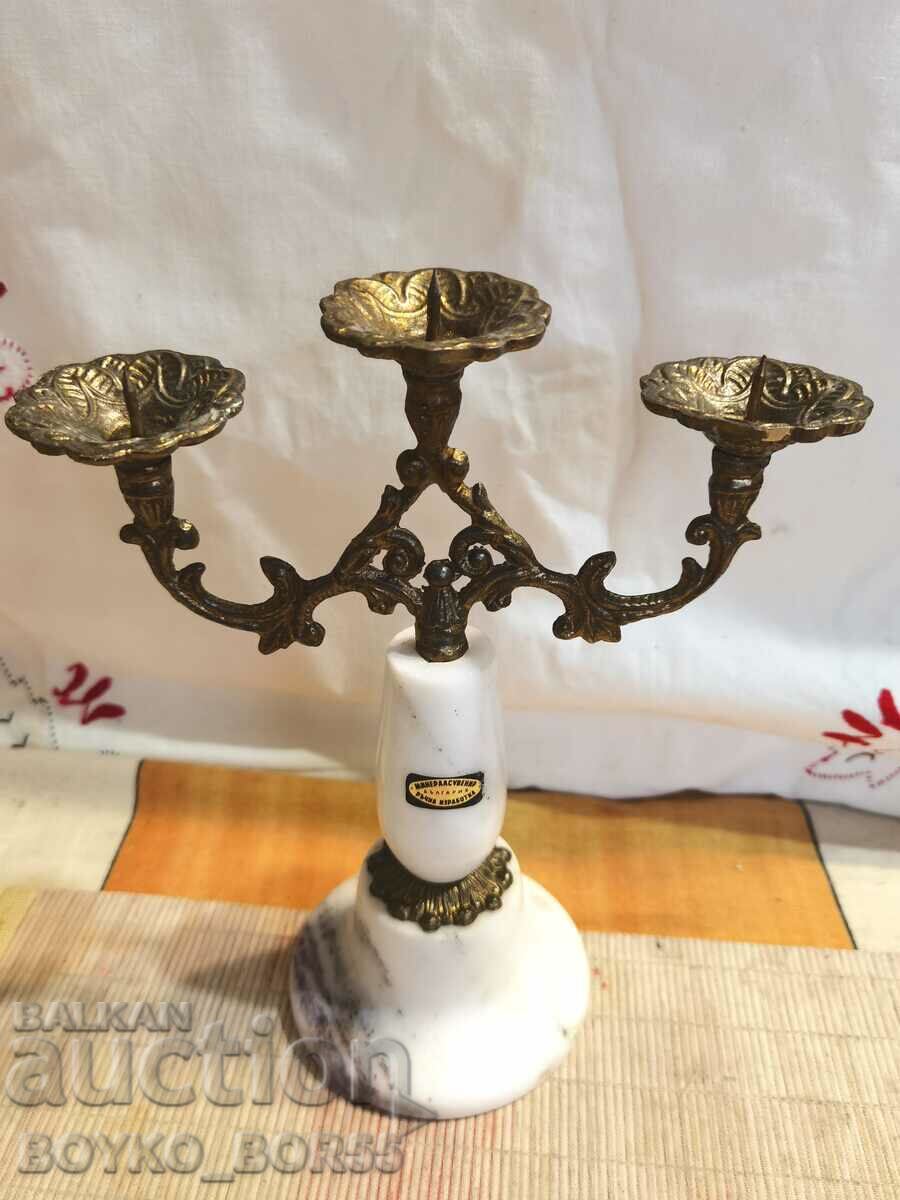 Very Rare Soc Candlestick Marble and Bronze δεκαετία του 1970