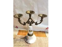 Very Rare Soc Candlestick Marble and Bronze 1970s