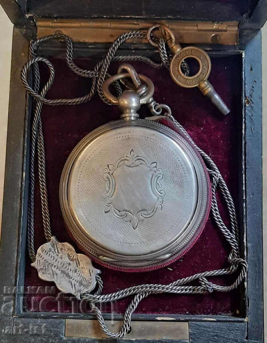 Παράδοση Captain's, ασημί ρολόι τσέπης με διπλή ζώνη ώρας Παράδοση Captain's, ασημί ρολόι τσέπης με διπλή ζώνη ώρας