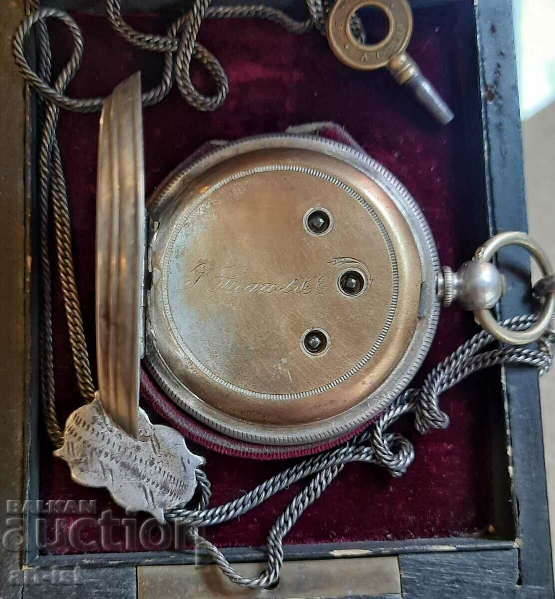 Captain's, ασημί ρολόι τσέπης με διπλή ζώνη ώρας - 5 Captain's, ασημί ρολόι τσέπης με διπλή ζώνη ώρας - 5