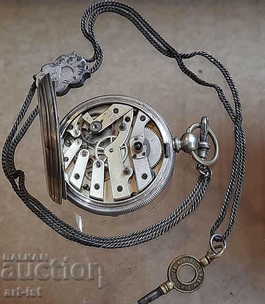 Captain's, ασημί ρολόι τσέπης με διπλή ζώνη ώρας - 7 Captain's, ασημί ρολόι τσέπης με διπλή ζώνη ώρας - 7