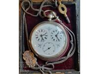 Captain's Silver Dual Time Zone Pocket Watch