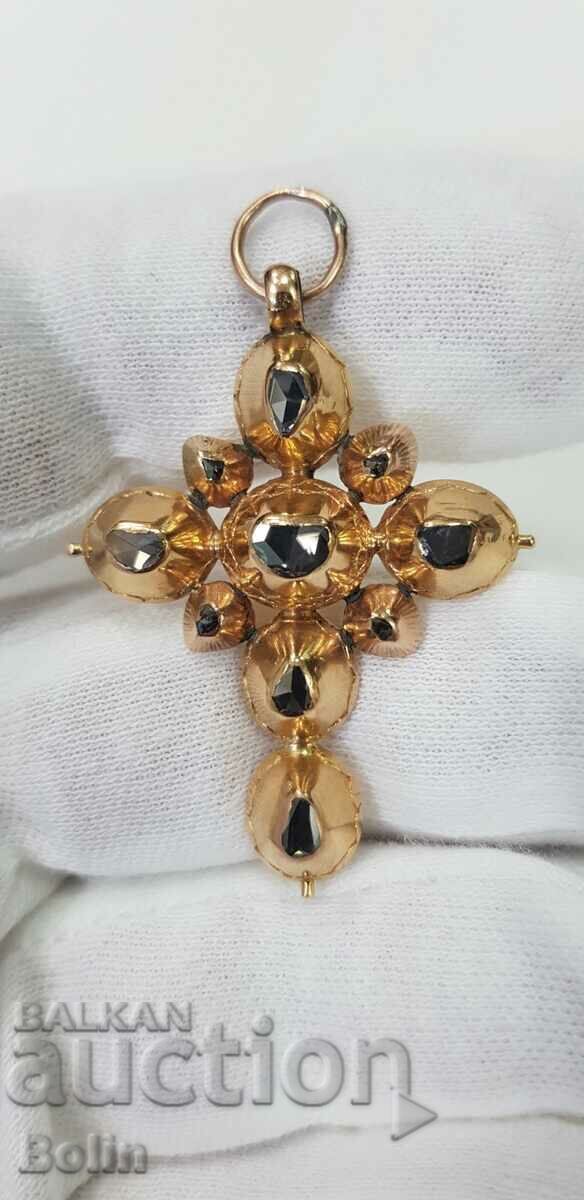 Unique GEORGIAN-ERA 18th century gold cross with diamonds - 6 Unique GEORGIAN-ERA 18th century gold cross with diamonds - 6