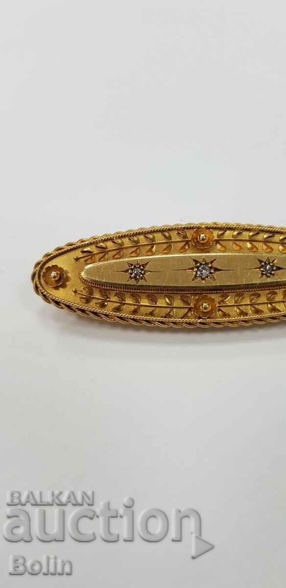 Rare 19th Century 15ct Victorian Gold Diamond Brooch with price 1300.00 BGN | € 664.68