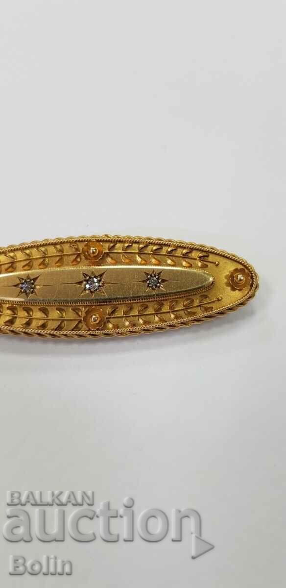 Auction  Rare 19th Century 15ct Victorian Gold Diamond Brooch