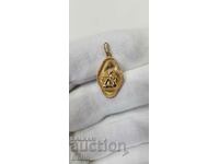 Gold European medallion, pendant with an Angel, Herovim 14 k