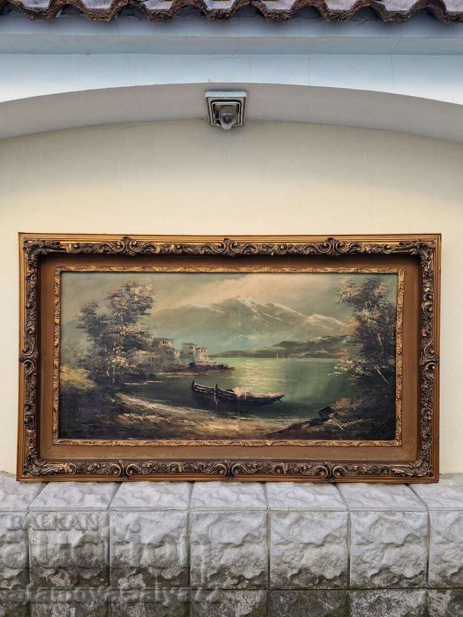 Unique huge antique oil painting