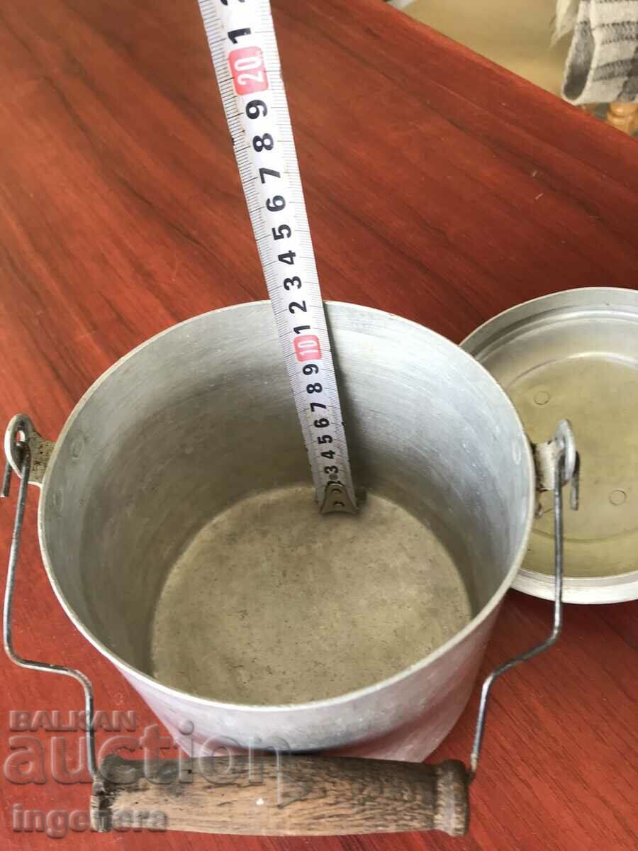 DISH SOLID ALUMINUM BOILER ANTIQUE BULGARIA - 5 DISH SOLID ALUMINUM BOILER ANTIQUE BULGARIA - 5