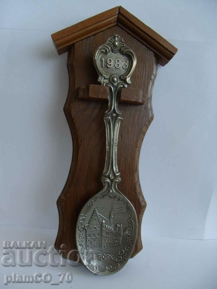 No.*7677 old metal / pewter spoon with stand - 7 No.*7677 old metal / pewter spoon with stand - 7