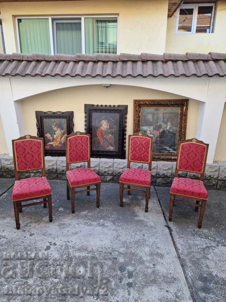 Old antique Belgian chairs array