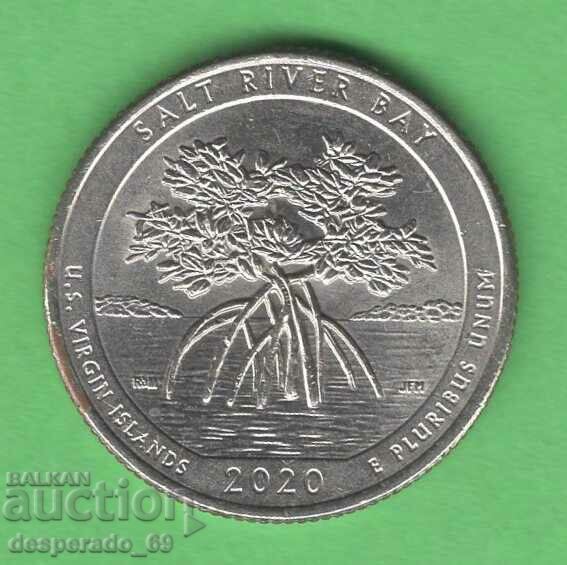 (¯`'•.¸ 25 cents 2020 P USA (Salt River Bay) UNC- ¸.•'´¯)