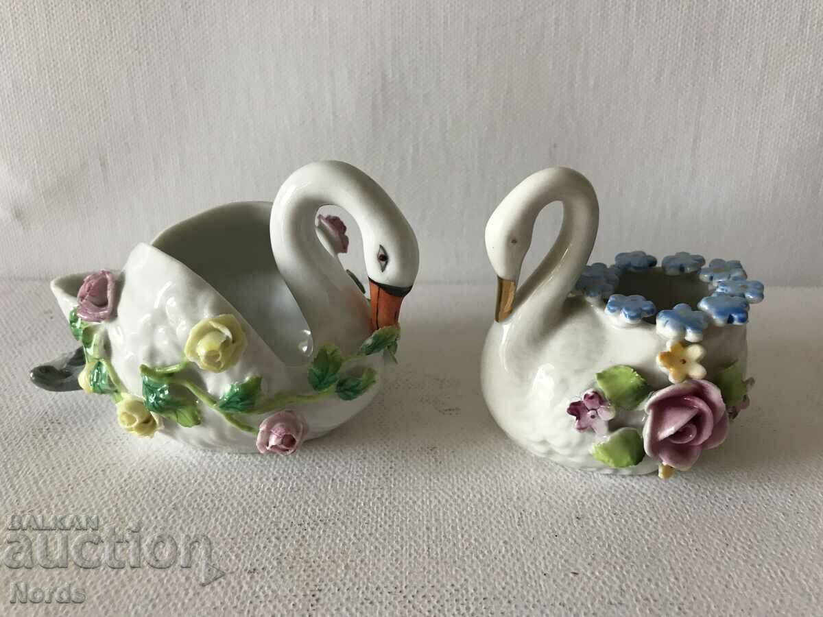 Porcelain swans