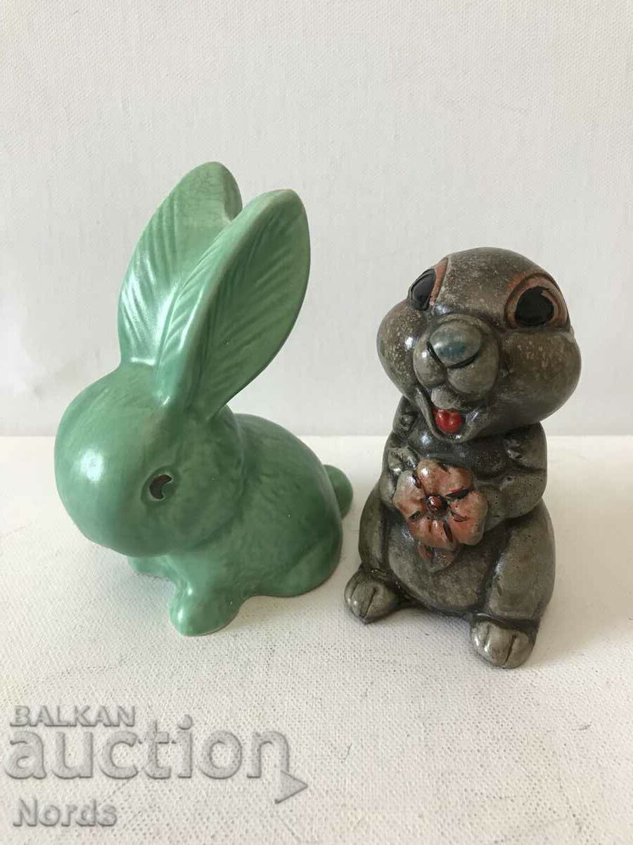 Two figurines Bunnies with markings