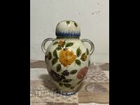 Porcelain Italian vase with marked lid