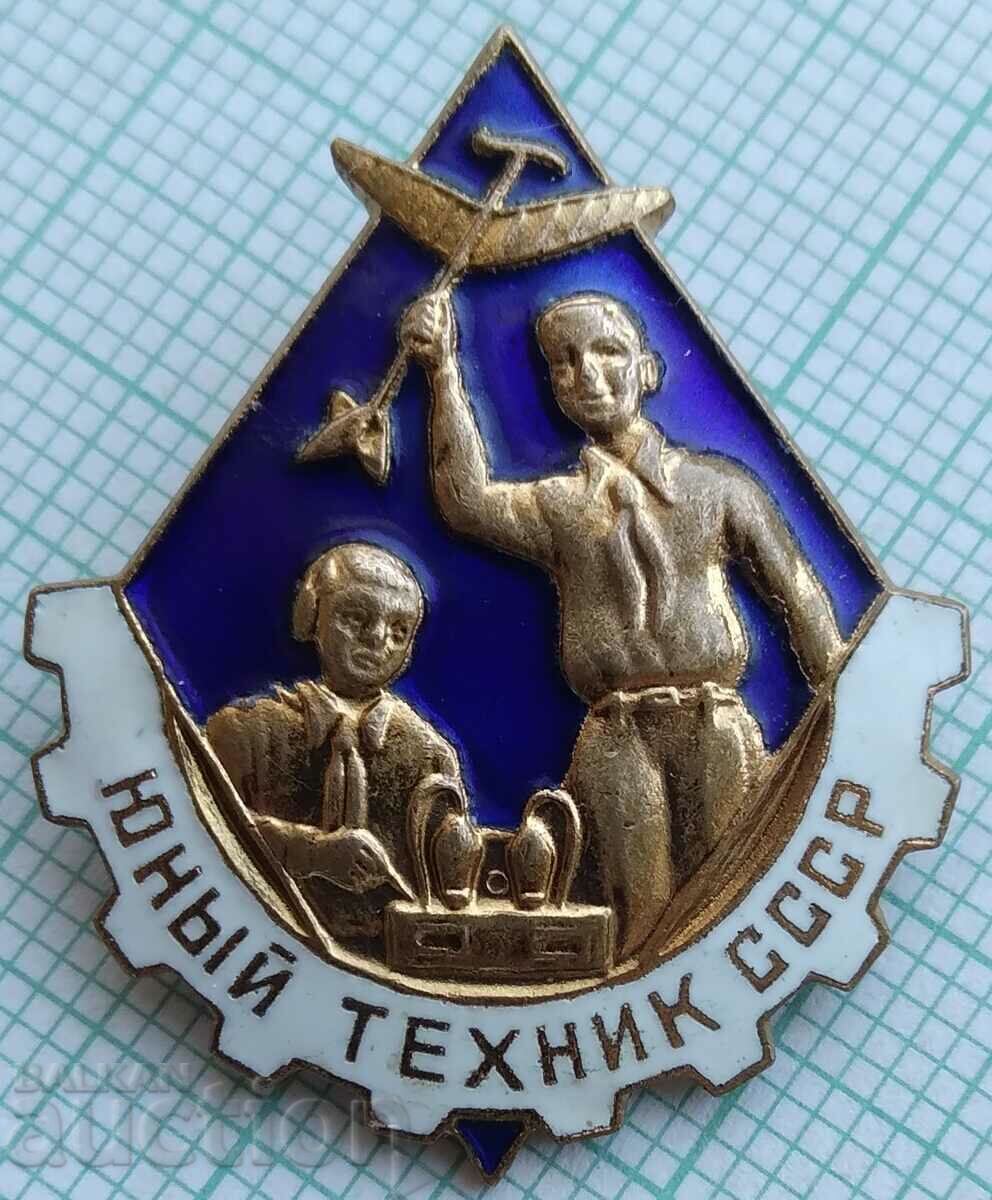 16982 Badge - USSR Young Technician - bronze enamel 16982 Badge - USSR Young Technician - bronze enamel