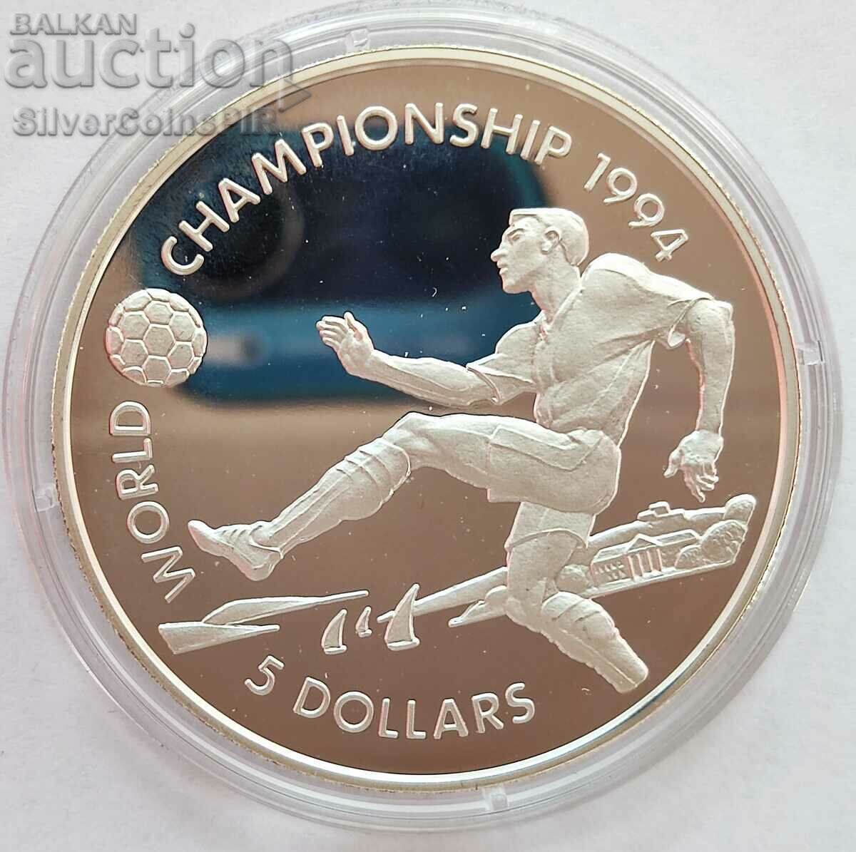 Silver 5 Dollar World Cup 1993 Bahamas